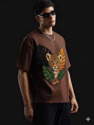 EMBROIDERED TEES| LEO AURA (BROWN)
